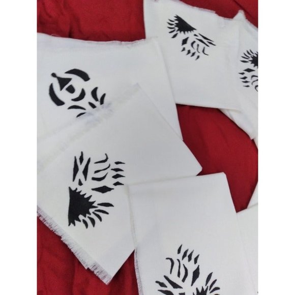 Unique Tribal? ink print rough edged dining napkins 14.5" by 10" set of 8 - Picture 11 of 12
